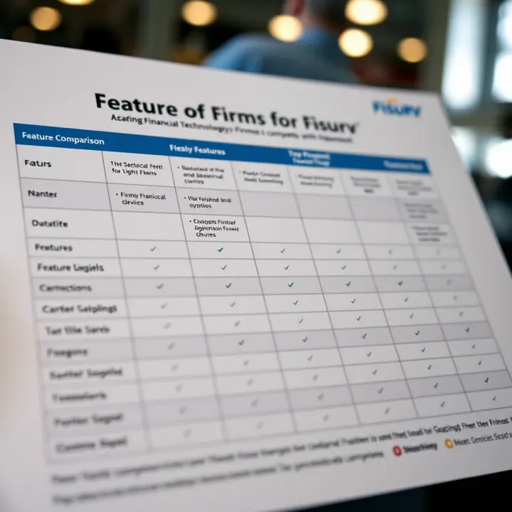 Comparison chart illustrating features of leading financial technology companies competing with Fiserv