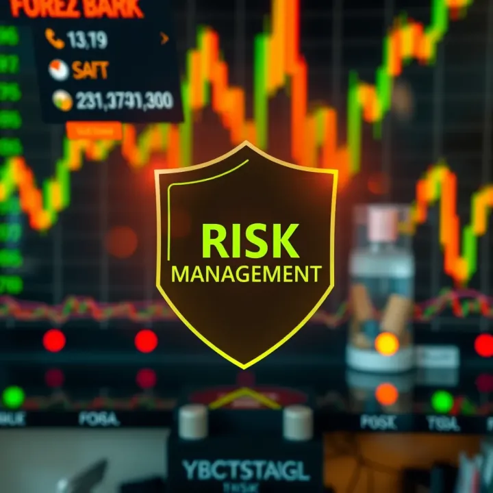Risk management concept with currency symbols and protective shield illustration