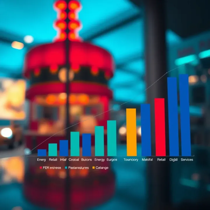 Graph showing diverse business sectors of a large Indian conglomerate with a focus on energy, retail, and digital services
