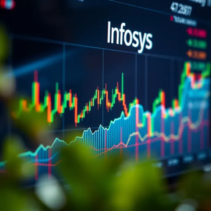 Graph illustrating Infosys stock price trends and technical indicators for short-term analysis