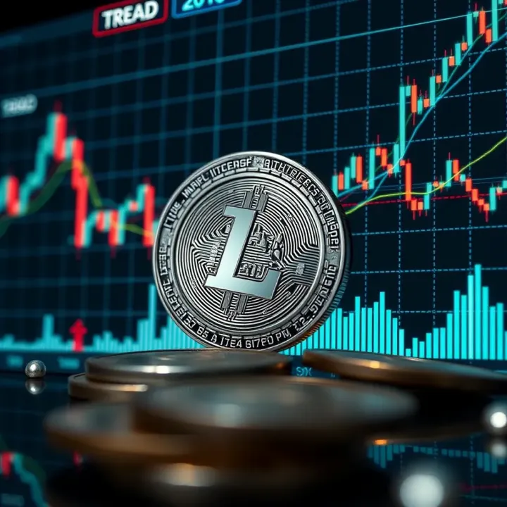 Graph showing Litecoin price fluctuations with market trend indicators