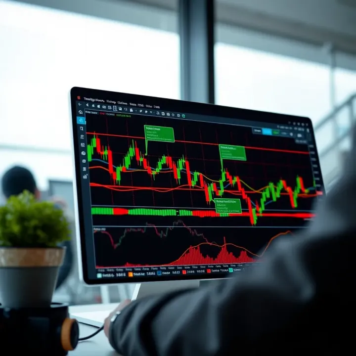 Interactive TradingView.com chart displaying candlestick patterns with various technical indicators and drawing tools