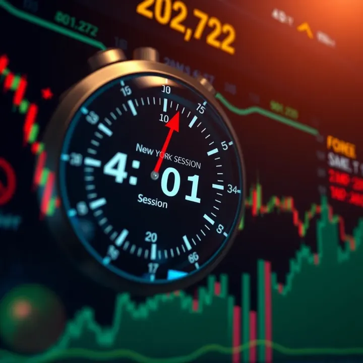 Chart showing the New York trading session hours highlighted on a global forex market clock