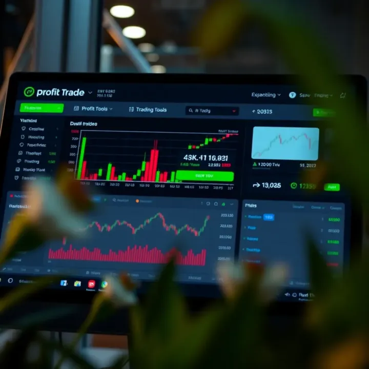 Dashboard showing trading tools and account management features on Profit Trade platform