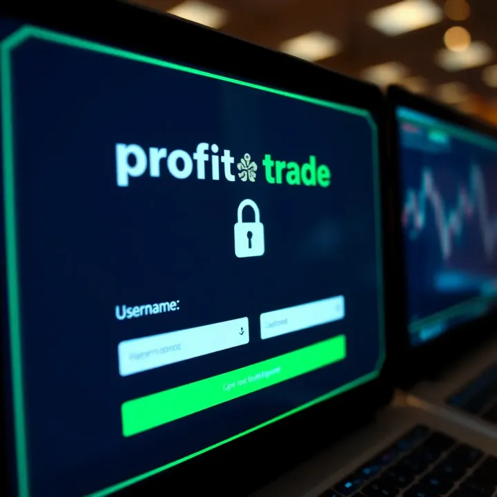 Secure login interface of Profit Trade platform showcasing username and password fields with a lock icon