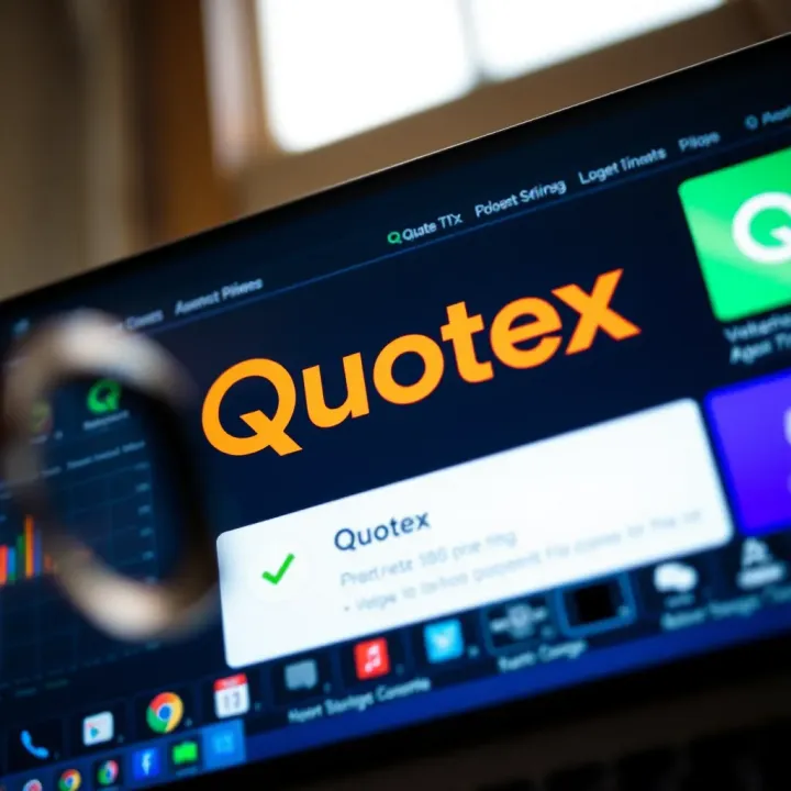 Quotex logo displayed on a digital interface showcasing its vibrant colors and clean design