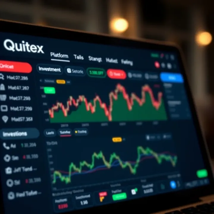 User interface of Quotex platform showing investment options and market charts