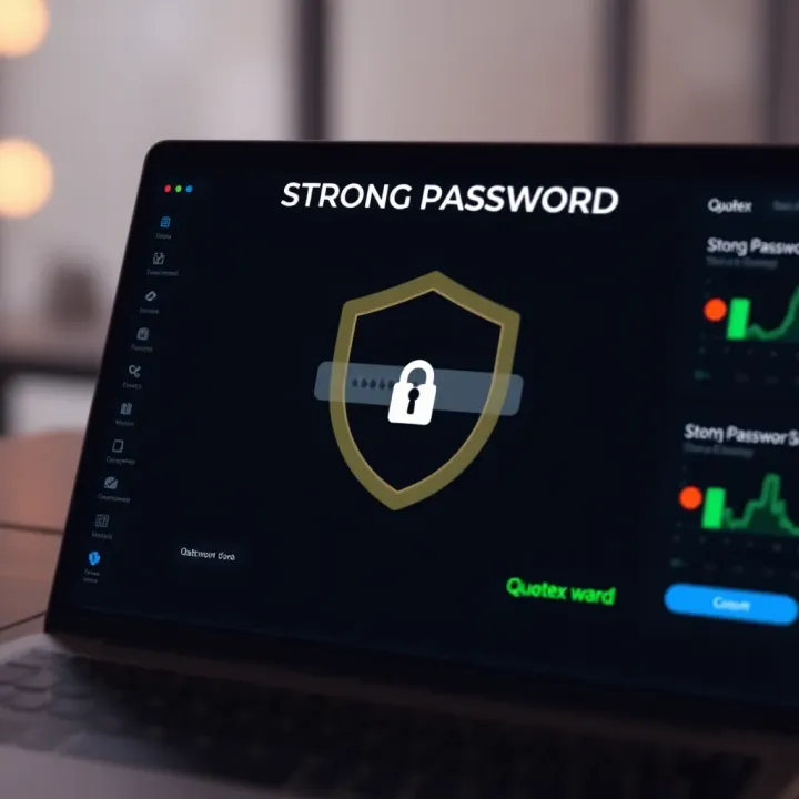 Graphic illustrating strong password creation with shield icon representing security