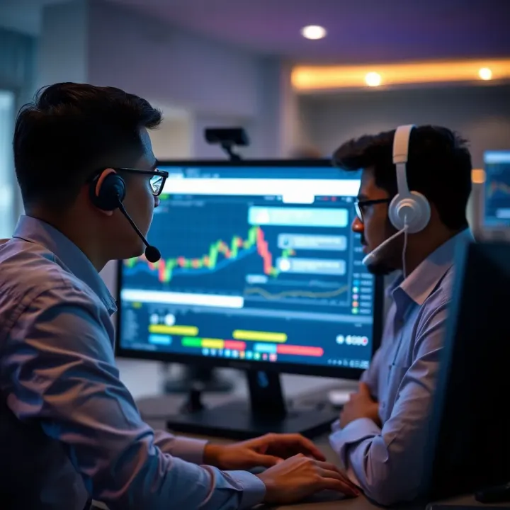 Live Chat Support for Real-Time Trading Assistance Customer support agent assisting a trader through live chat on a computer screen