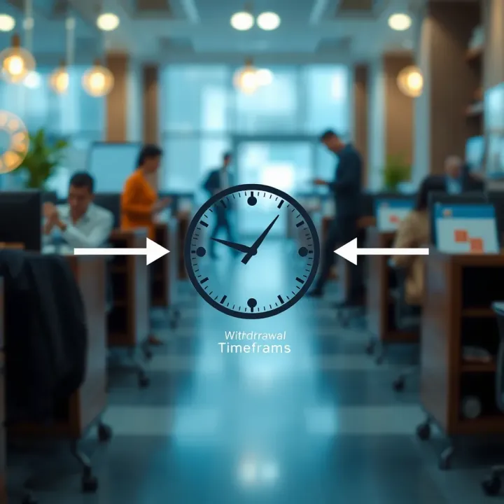 Understanding Withdrawal Timeframes on Quotex Illustration of a clock with arrows indicating the typical timeframe for withdrawal completion