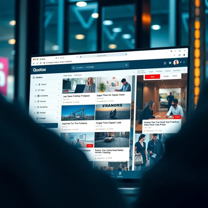 Exploring Freelance Opportunities on Quotox User interface showing various freelance job listings on Quotox platform