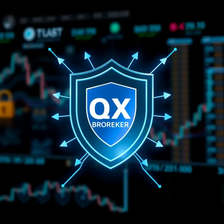 QXBroker Secure Financial Transactions and Protection Illustration of secure financial transactions with shield symbolizing safety and protection