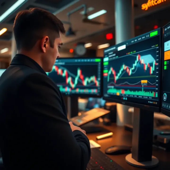 User navigating QXBroker.com trading platform interface with charts and tools