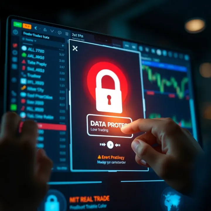 Secure login screen of a trading application emphasizing data protection and encryption