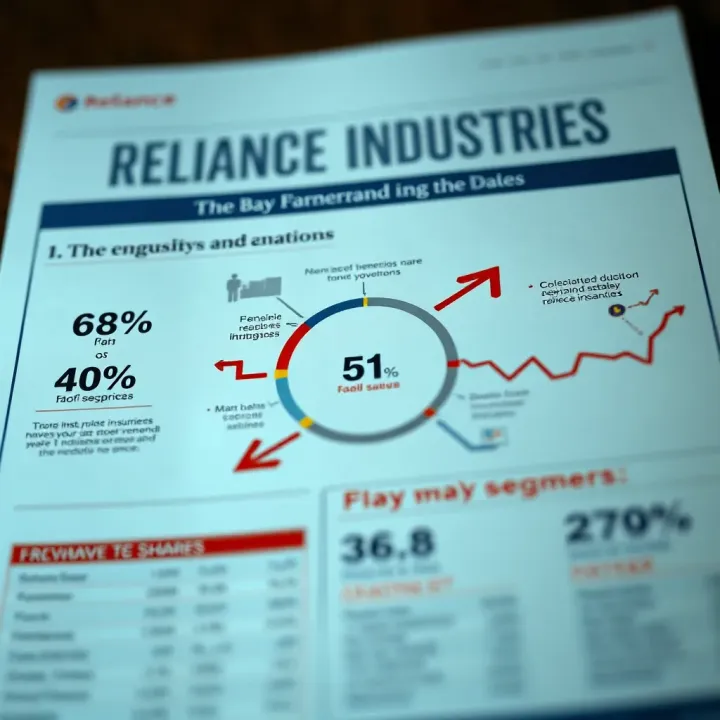 Business Segments and Market Factors Impacting Reliance Industries Shares Detailed infographic showing key business segments and market influences on Reliance Industries stock