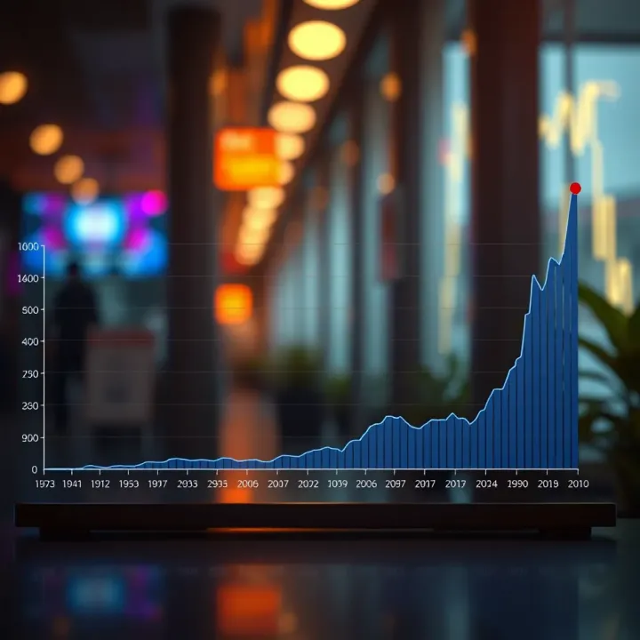 Graph illustrating trends and projections of Reliance Industries stock price over the next decade