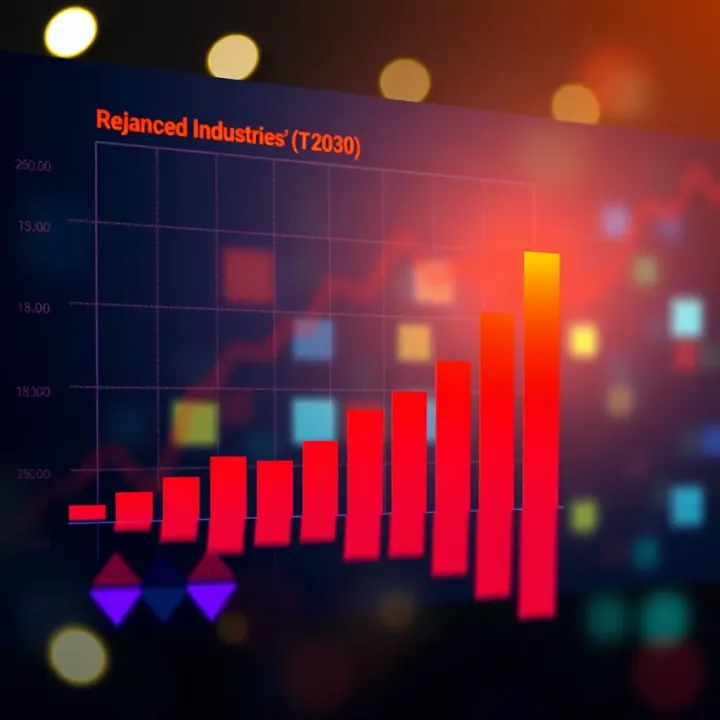 Graph showing projected growth trends of Reliance Industries' stock value over the next decade