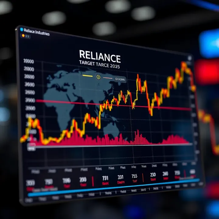 Graph showing stock price trends and forecasts for Reliance Industries