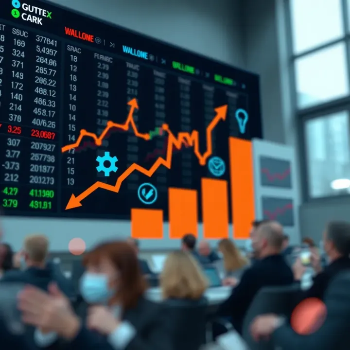 Illustration of strategies to improve trading rankings featuring arrows and icons symbolizing growth and competitive advantage