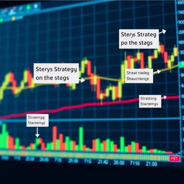 Chart showing stock price movements with indicators and annotations for trading strategies