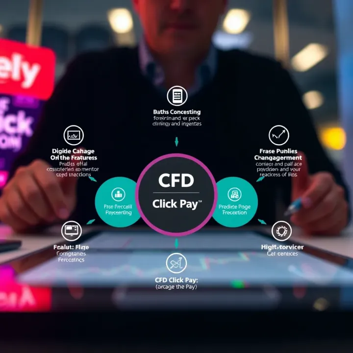 Diagram illustrating the key features and advantages of CFD Click Pay for online transactions