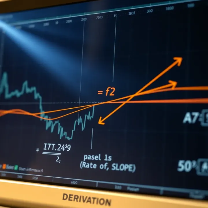 Mathematical Derivation: Visualizing Function Rate of Change Graphical representation showing mathematical derivation of a function highlighting changes in slope