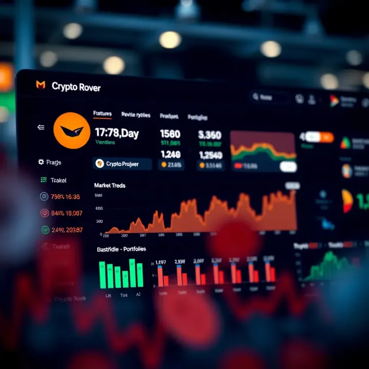 Dashboard interface displaying cryptocurrency market trends and portfolio overview on Crypto Rover platform