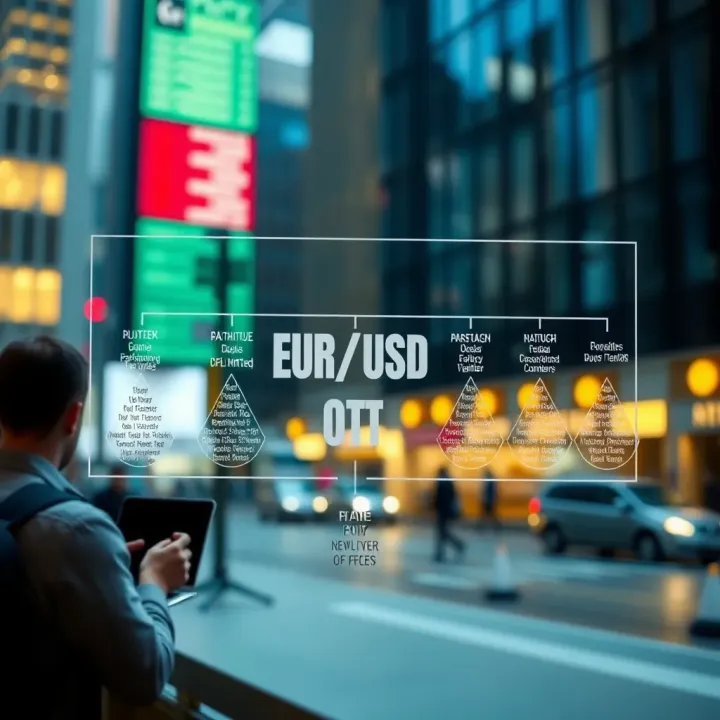 Diagram illustrating the structure and key participants in the EUR/USD over-the-counter trading market