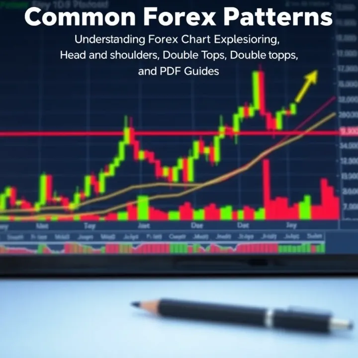 Illustration of common forex chart patterns including head and shoulders, double tops, and triangles