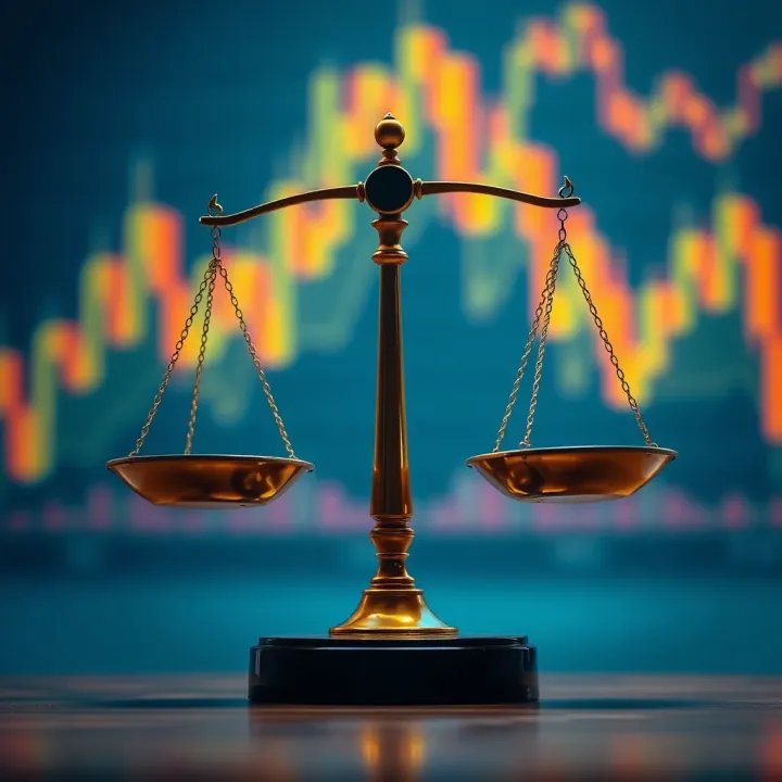 Illustration of a balance scale symbolizing legal regulations and online trading platforms