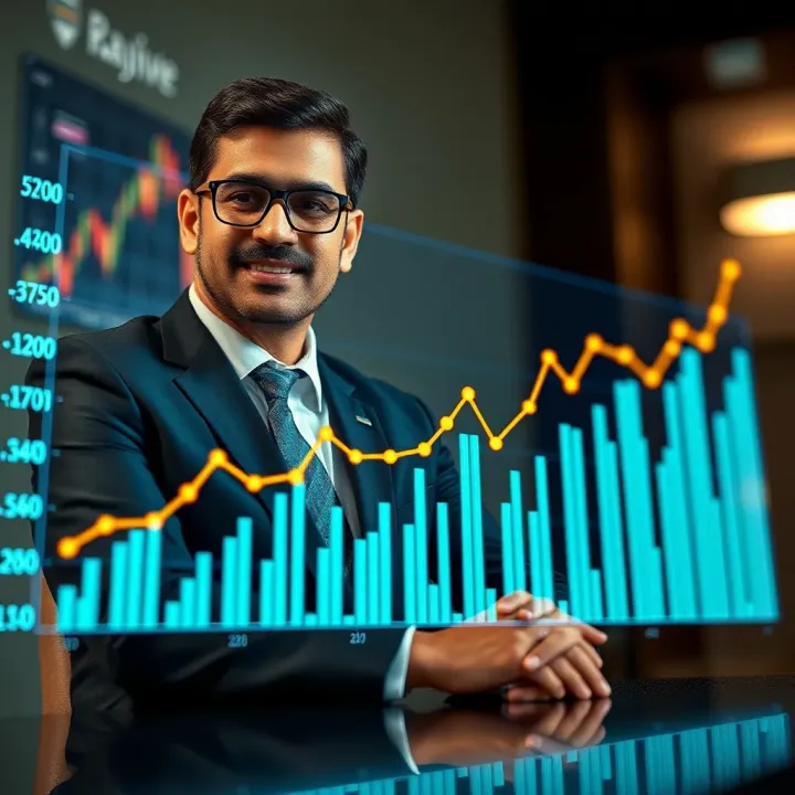 Graph displaying the growth of Rajiv Jain's net worth over time with financial data points